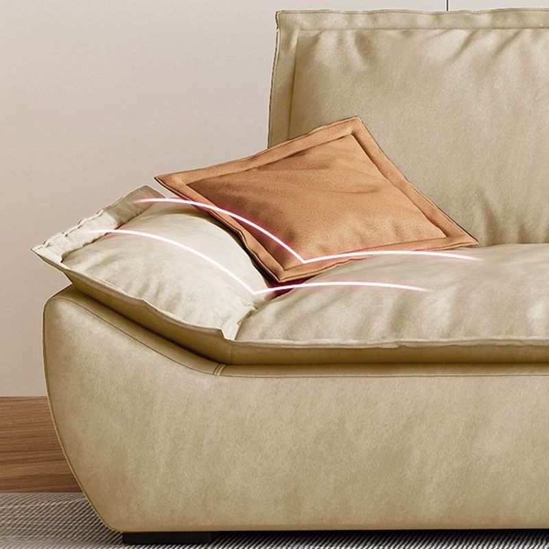 Modish Solid Color Stain Resistant Standard Sofa/Loveseat/Single Sofa in Beige with Pillow Top Arm and 3 Pillows for 4-seater/3-seater/2-seater