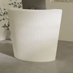 Contemporary Half-circle/Oval Reception Desk with Black/Chalk/Cocoa Acrylic Top