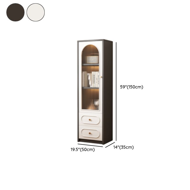 Detached Scratch-immune Accent Cabinet with Glazed Door, Adjustable Shelf, Cabinet Knobs, Soft Close Drawer, and Stain Resistant Finish