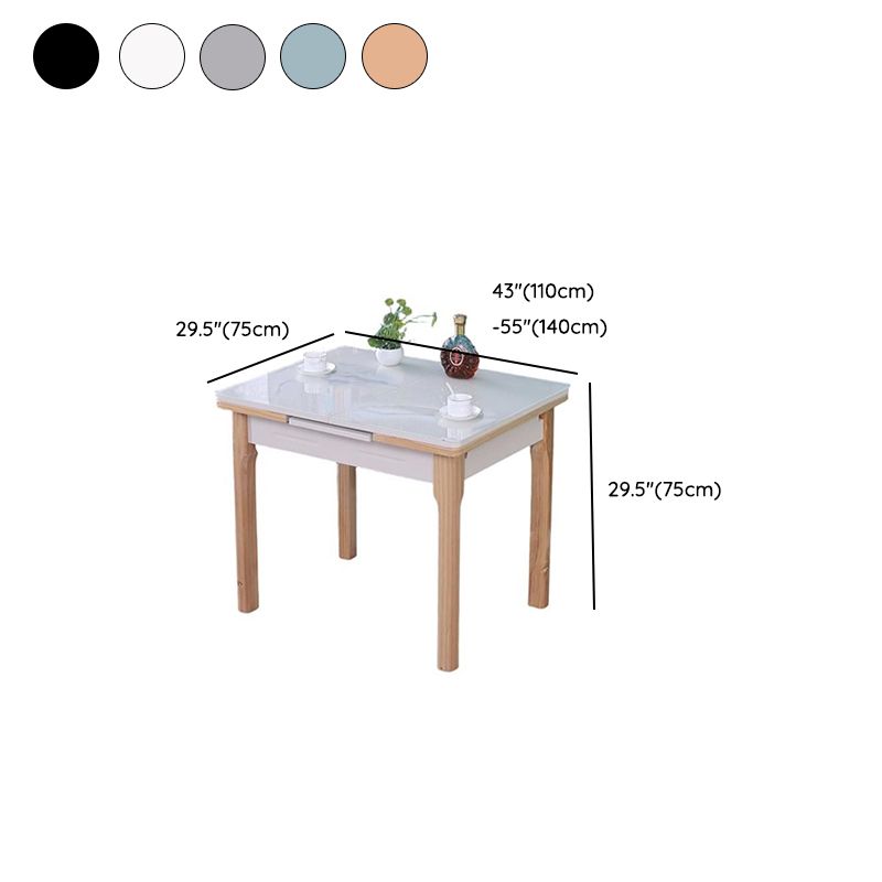 Simplistic Rectangular Dining Table with Slate Tabletop and Fold-away Leaf in Gray/White, Scratch-proof