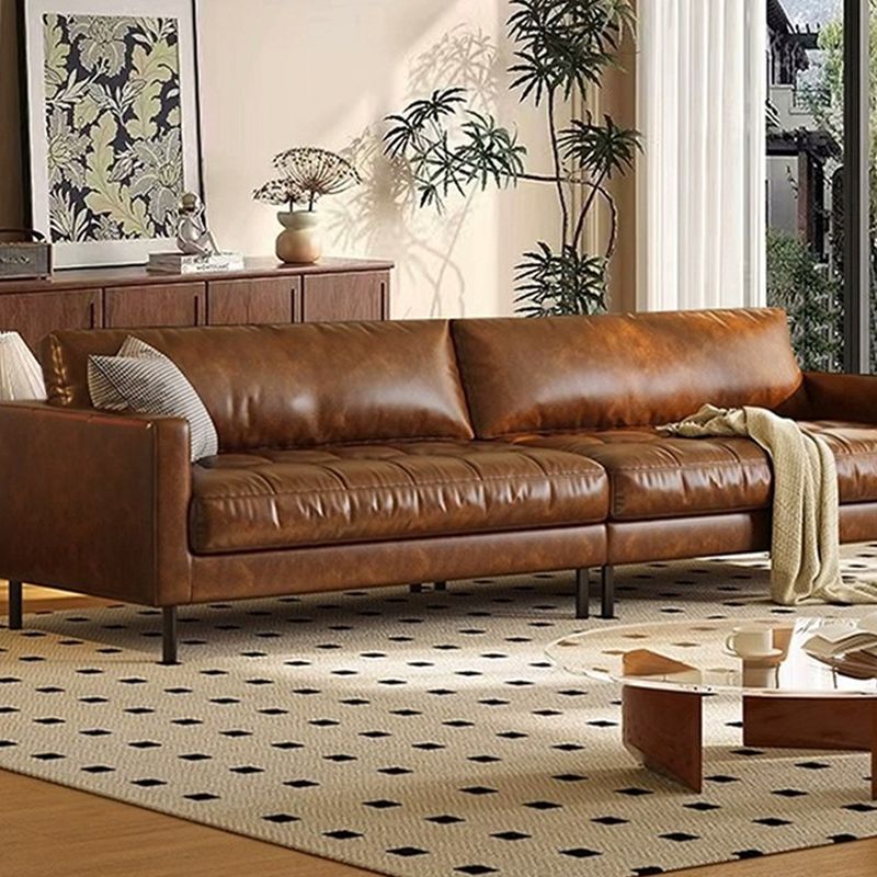 Solid Color Stain Resistant Auburn Sofa/Loveseat/Single Sofa for Seats 3/for 4/2-seater with 1 Pillow in a Modern Simple Style