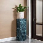 Green Square Marble Pattern Stone Display Table, 30 to 39 in/20 to 29 in Height, Unfinished, Up to 19 in Size