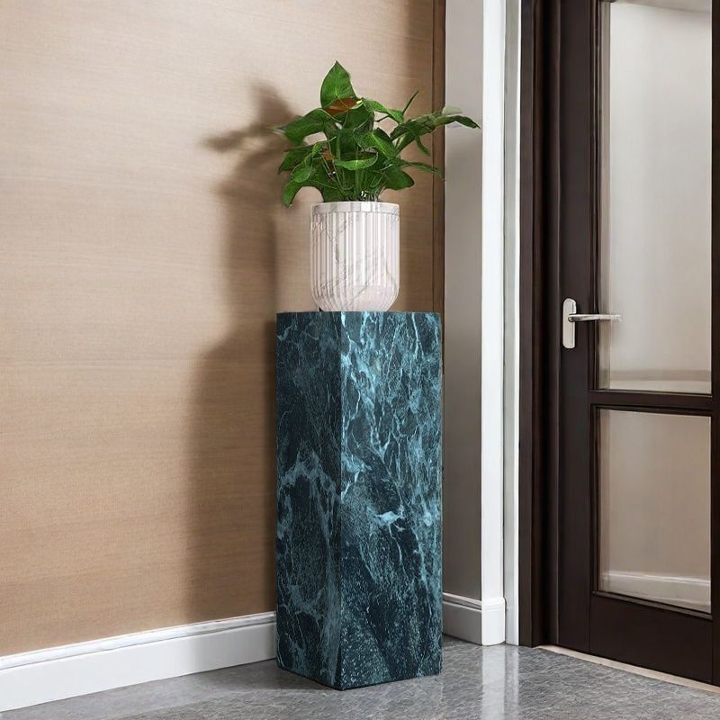 Green Square Marble Pattern Stone Display Table, 30 to 39 in/20 to 29 in Height, Unfinished, Up to 19 in Size