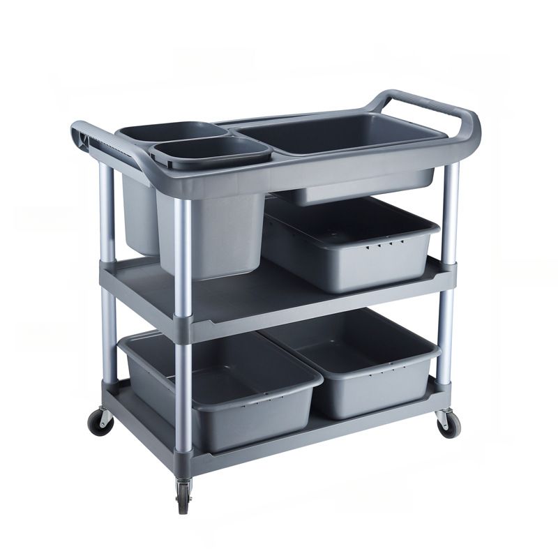 Synthetic Material Detached Accessory Cart with 3 Tiers, 4 Casters & Handle Culinary Space