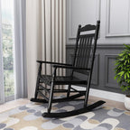 Traditional Indoor Wood Rocking Chair in Solid Color with Square Arms