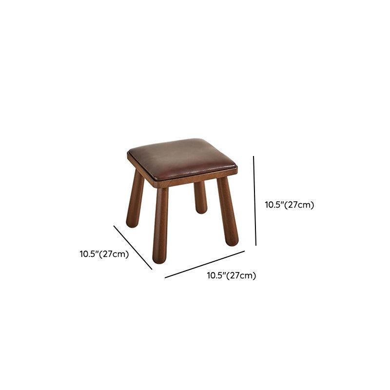 Modish Solid Color Accent Stool in Tan/Wood Grain with Legs and Natural Wood/Upholstered Seat