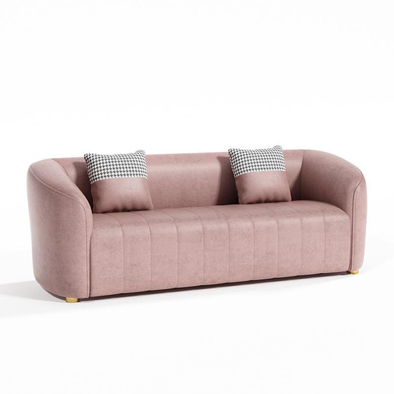 Contemporary Modern Solid Color Water Resistant Standard Sofa in Blush/Navy Blue/Amber Color for 3 with 2 Pillows