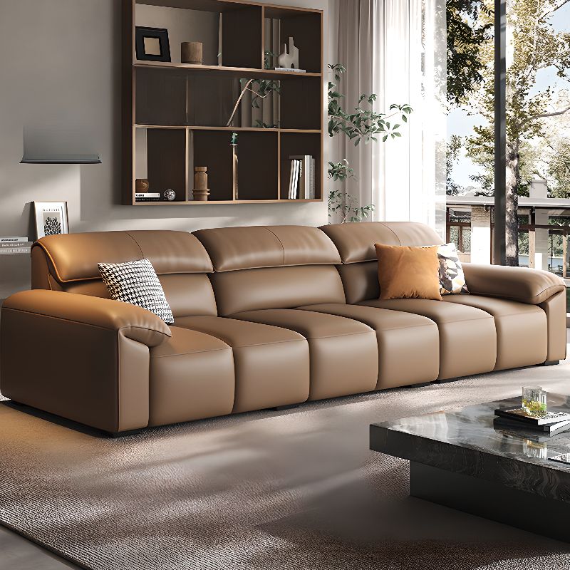 Mocha Full Grain Leather Standard/Single Sofa with 3/1 Pillows