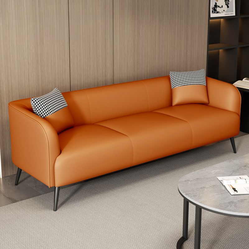 Modern Solid Color Scratch-defiant Standard Sofa in Grey/Dark Blue/Ivory, 3-seater with 2 Pillows