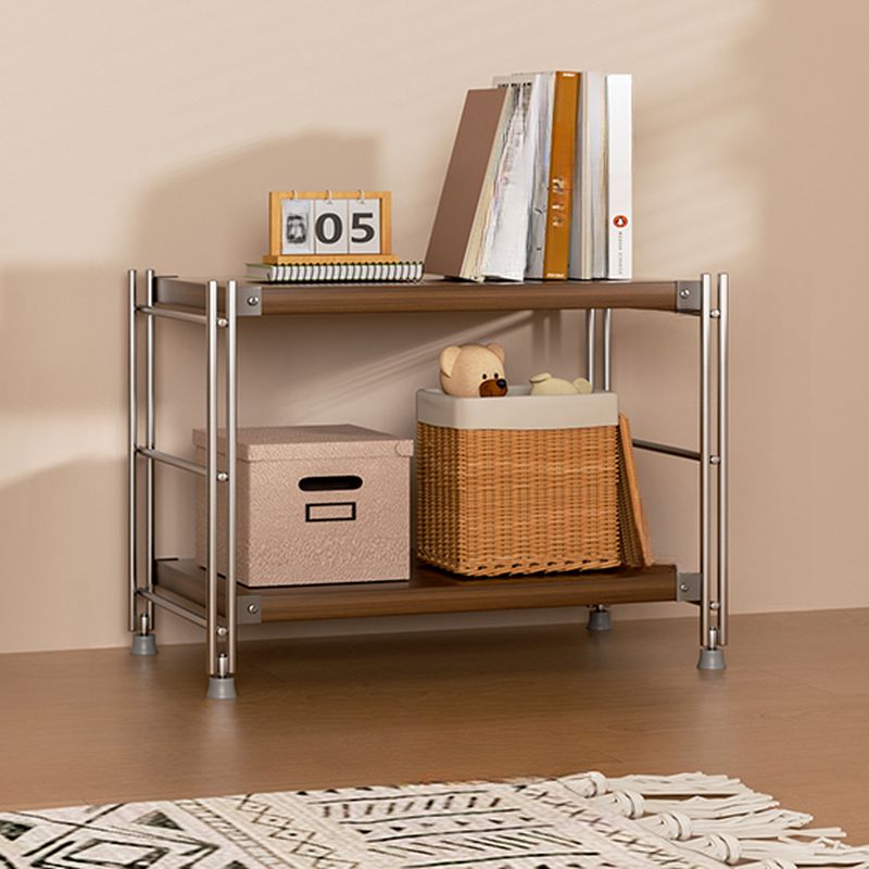 Tan Minimalist Decorative Shelf with Shelves in Steel, Detached Installation