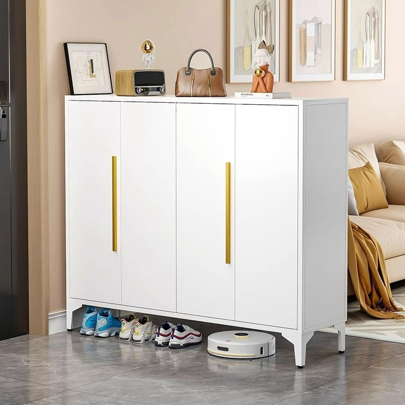 Metal 5 Tiers Shoe Stack with Shelf, Unattached Gate, Dustproof Cover, and Closed Back