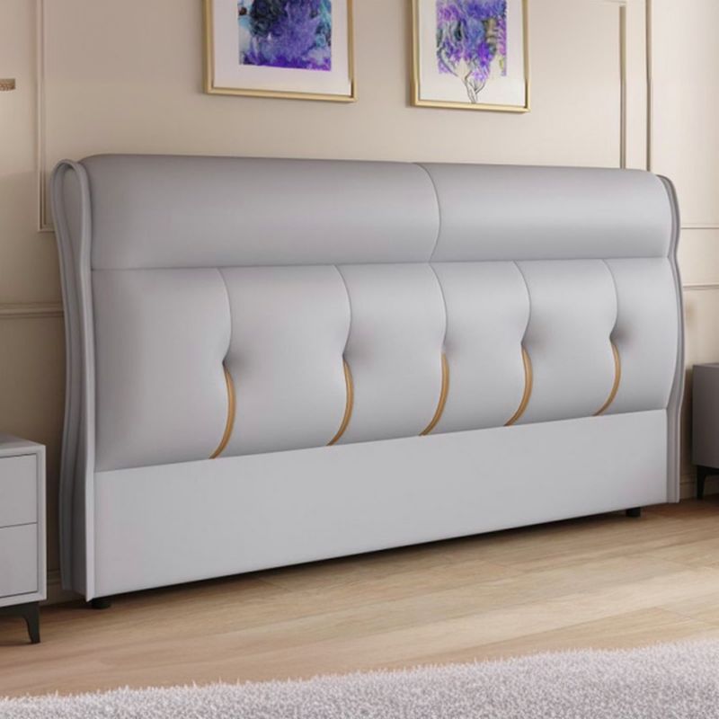 Trendy Panel Headboard with No Distressing, Piled Tufted Rectangle for Queen/Full Bed, Sponge Upholstery Fill, Standard Height