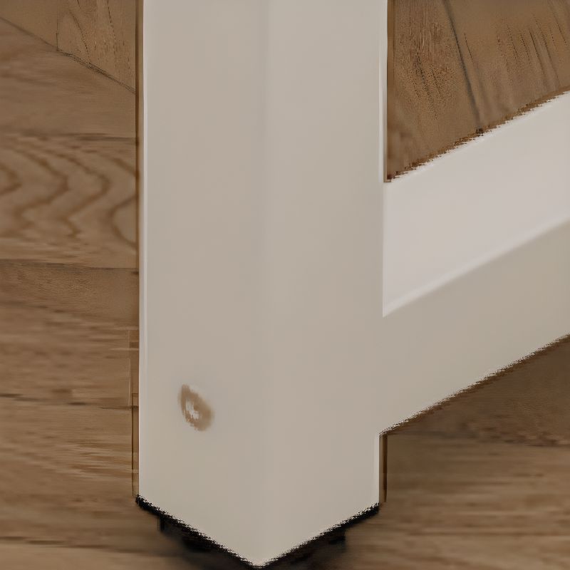 Casual Writing Desk with Storage and Crack Resistant H-Shape Base, Featuring Exterior Shelf in Chalk Engineered Wood