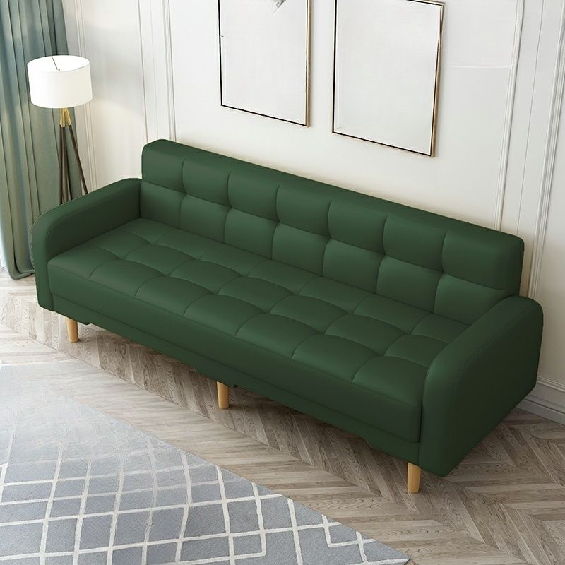 Square Arm Foldable Convertible Sofa with Biscuit Back for Living Spaces