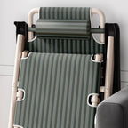 Solid Color/Striped Arm Recliner in Jade Green/Tan with Space-saving Alloy Frame, Standard Base, Locking Back Angle, and Removable Back