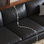 Contemporary Modern Solid Color Scratch-durable Standard Sofa in Midnight Black, Seats 4/3 with 2/3 Pillows