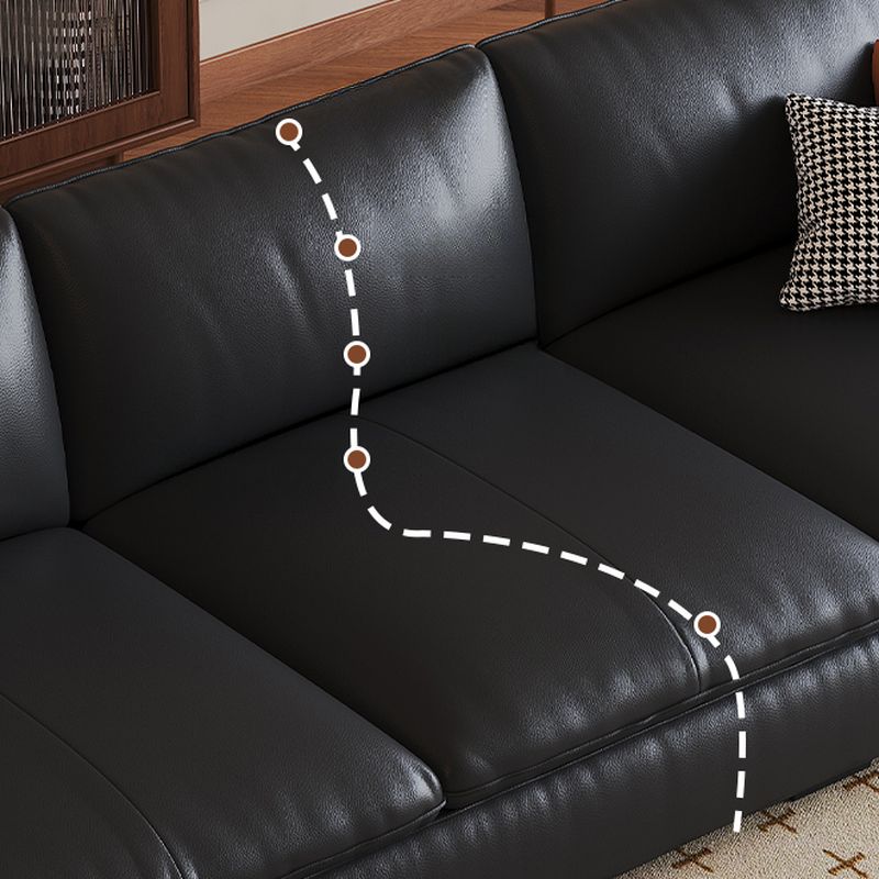 Contemporary Modern Solid Color Scratch-durable Standard Sofa in Midnight Black, Seats 4/3 with 2/3 Pillows