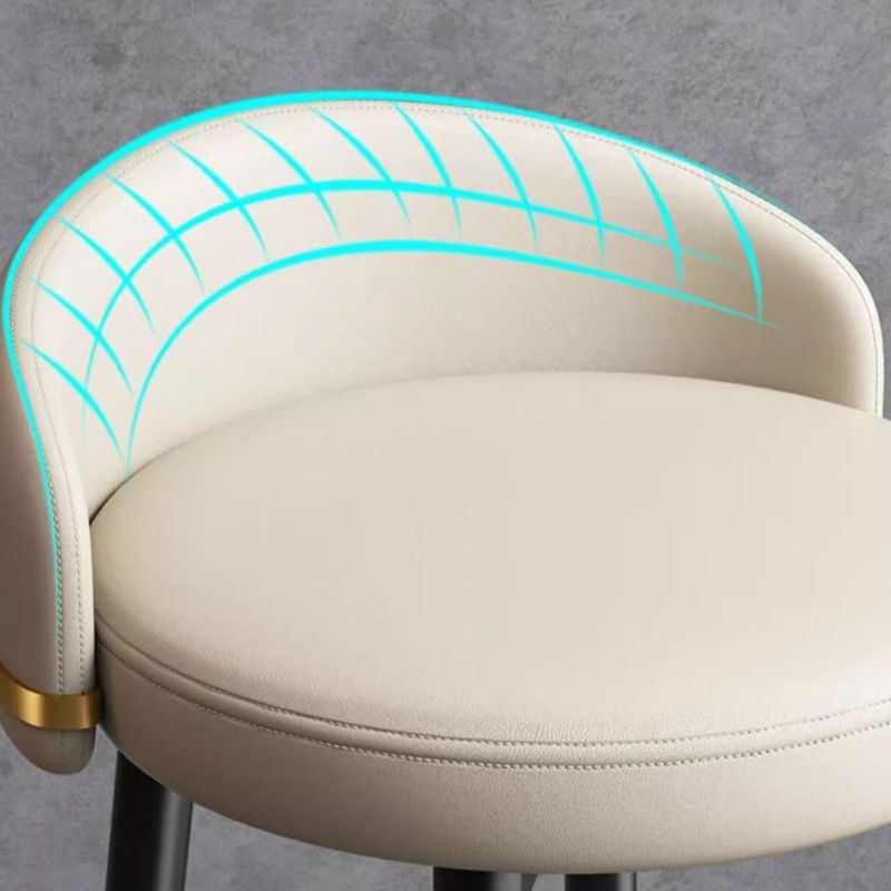 Casual Soft Seating/Rawhide Bar Stools in Midnight Black/Light Gray/Amber Color with Back Round Top and Leg Rest