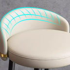 Casual Soft Seating/Rawhide Bar Stools in Midnight Black/Light Gray/Amber Color with Back Round Top and Leg Rest