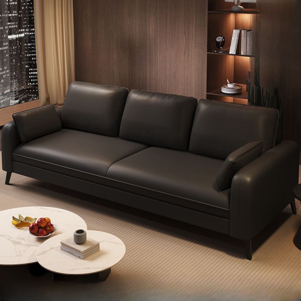 Trendy Solid Color Water Resistant Standard Sofa in Grey/Cerulean/Amber Color with Arm, Seats 3 with 2 Pillows