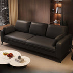 Trendy Solid Color Water Resistant Standard Sofa in Grey/Cerulean/Amber Color with Arm, Seats 3 with 2 Pillows