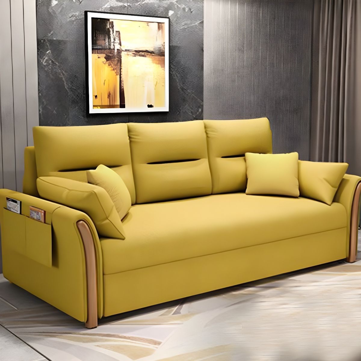 Fabric Sofa Bed Settee Furniture Flared Arm Latex Filled Sofa