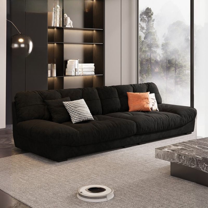 Modish Solid Color Water Resistant/Scratch-durable Standard Sofa/Loveseat in Black for 4-seater/5 Person/for 6 with 4 Pillows