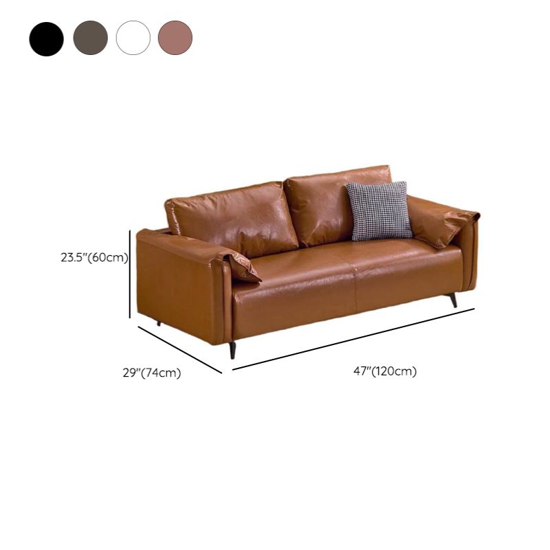 Contemporary Modern Solid Color Scratch-durable Loveseat in Midnight Black/Light Brown/Off-White, 2-seater with 1 Pillow