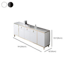 Art Deco Sideboard with 2 Drawers, Narrow/Standard Size, 3 Shelves, Sintered Stone Countertop, 4/3 Doors, Self-supporting