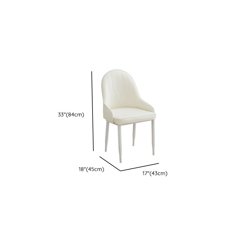 Modish Dinette Armless Chair with Parsons Back, Cushioned Alloy Legs, and Foot Pads