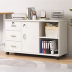 Horizontal Filing Cabinet/Vertical Filing Cabinet in Timber with Soft Close, Key Lock and Roller Wheels in a Casual Style, 2 Shelves/1 Shelf Included/Not Included