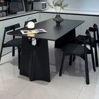 Simplistic Rectangular Dining Table with Slate Top and Fixed Table in Ink