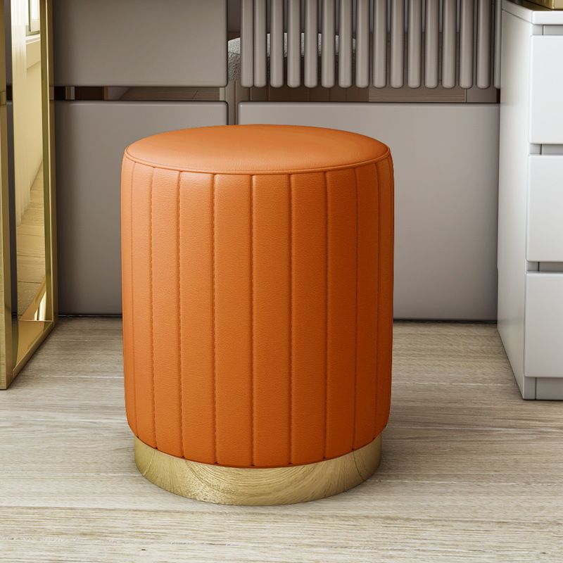 Art Deco Circular Solid Color Standard Ottoman in Dove Grey/Chalk/Peony
