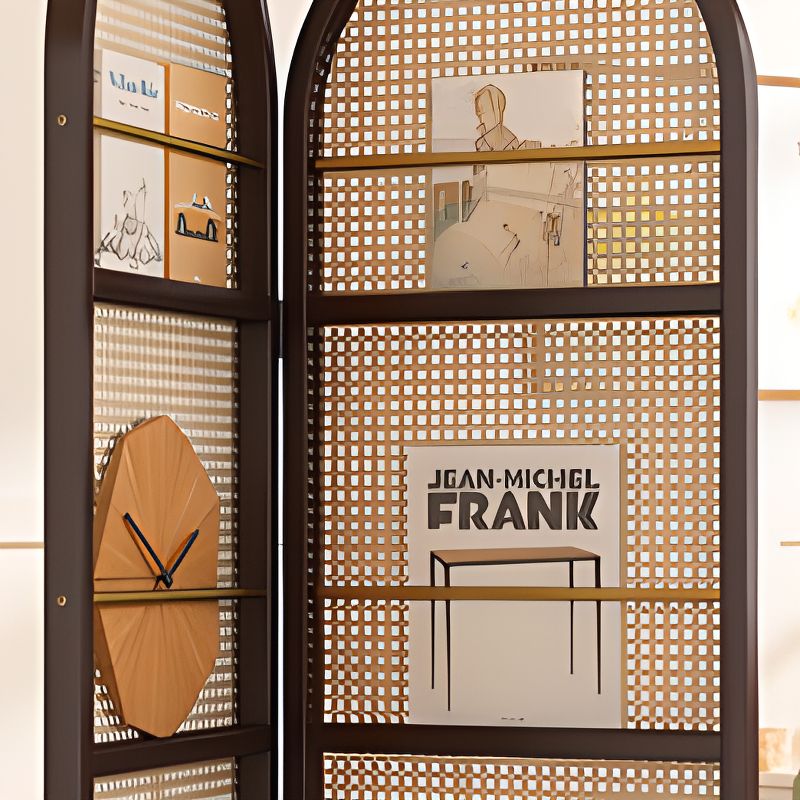 Minimalist Screen Divider with Translucent Light Filtration, Fold-up Design, Shelf Included, Bamboo Frame, Independent
