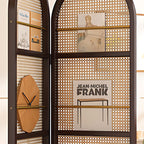 Minimalist Screen Divider with Translucent Light Filtration, Fold-up Design, Shelf Included, Bamboo Frame, Independent