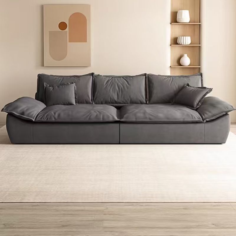 Contemporary Modern Solid Color Water Resistant Standard Sofa in Dark Gray with Seating Capacity of 4/3/2-seater and 2 Pillows