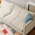 Drawing Room Flannel Standard Sofa in Light Blue/Sage/Amber Color with Armrest
