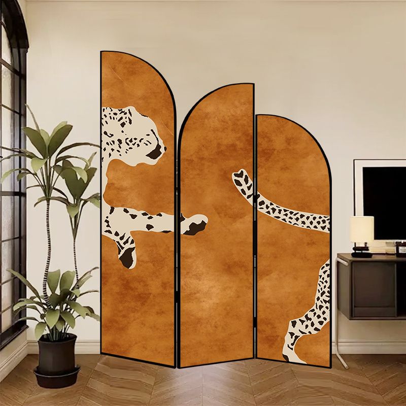 Indoor Opaque Folding Temporary Wall Panels with Natural Wood Frame, 3 Panels, Double Sided Print, Self-supporting