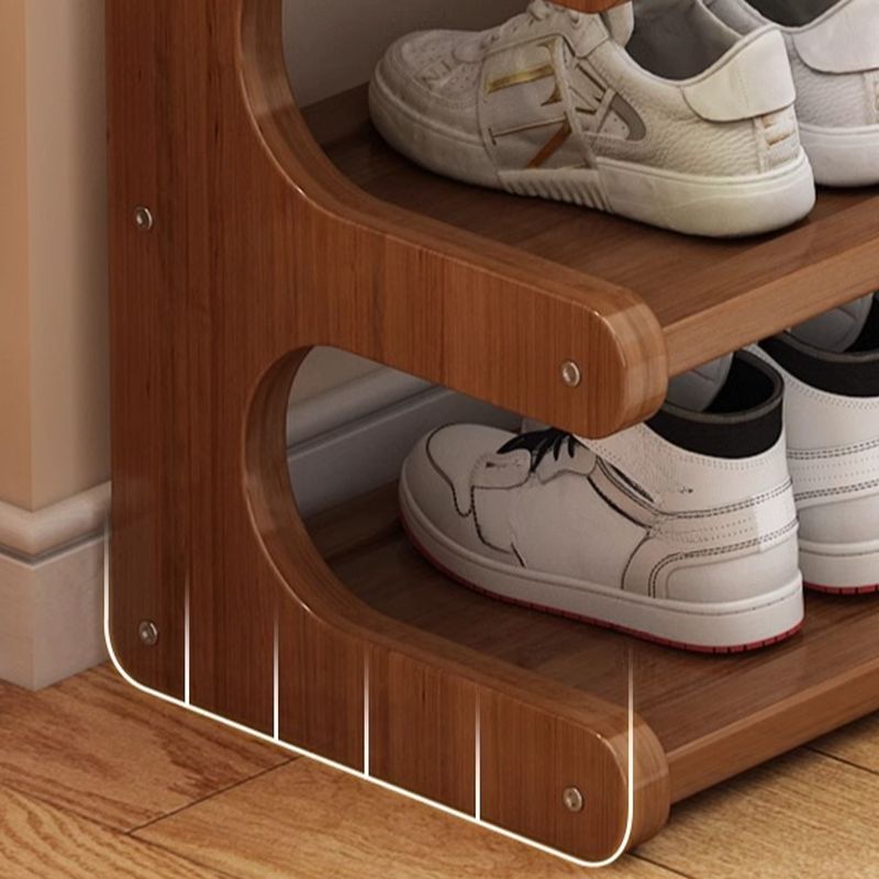 Art Deco Bambusa Rectangle Shoe Rack in Brown Finish with 5/4/3 Shelves for 11-30 Pairs in Drawing Room