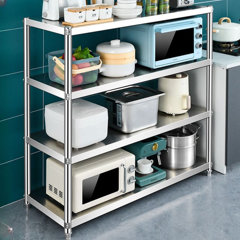 Metallic Minimalist Warehouse Storage Rack with Shelves, Stainless Frame, Detached Installation