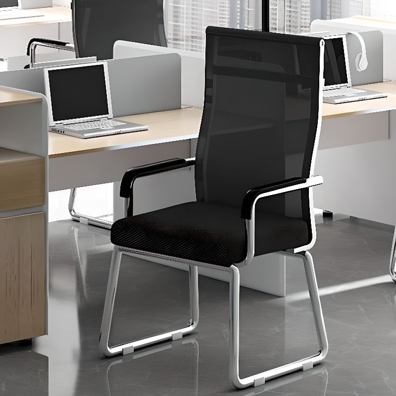 Minimalist Ink Upholstered Office Desk Chairs with Armrest and Ergonomic Design