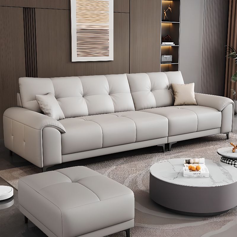 Contemporary Modern Solid Color Water Resistant Standard Sofa in Off-White for 4-seater/3/2 People with 2 Pillows