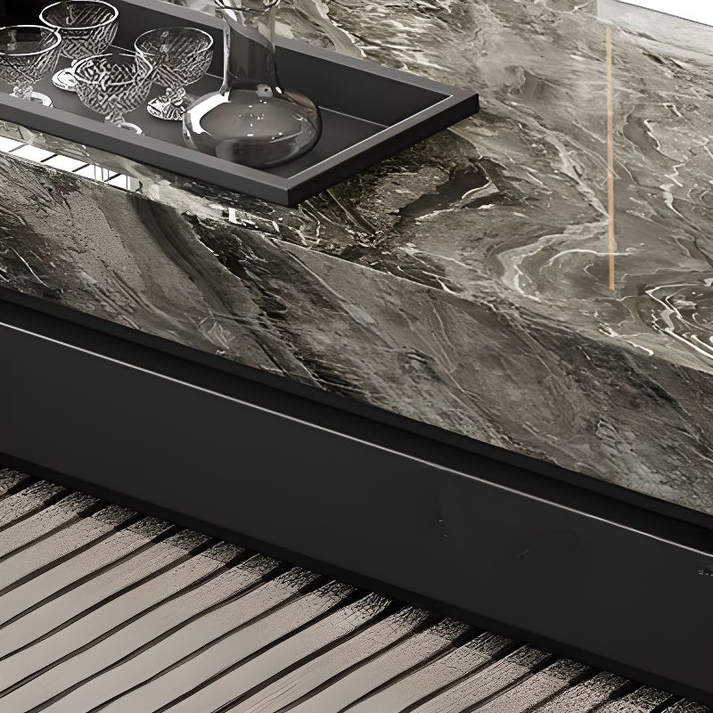 Funky Single Coffee Table with Midnight Black Rectangular Rock Top and Block Base