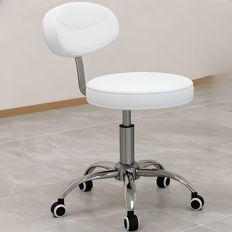 Adaptable Height Low Back Rotatable Task Stool with Wheels & Upholstered Steel Frame