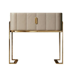Modern Style Faux Leather Nightstand with Drawer Storage and Metal Base