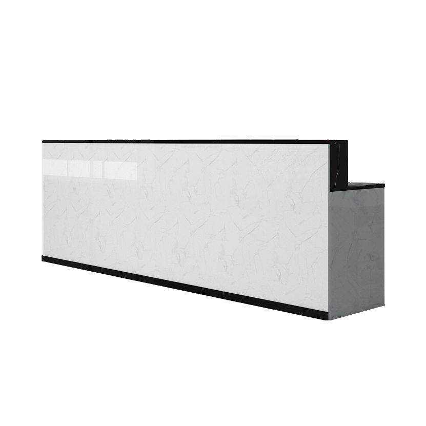 Endurance Manufactured Wood Top Rectangle Reception Desk with Unfinished Back, 2 Drawers/1 Drawer, Hutch, Keyboard Tray and Cable Management