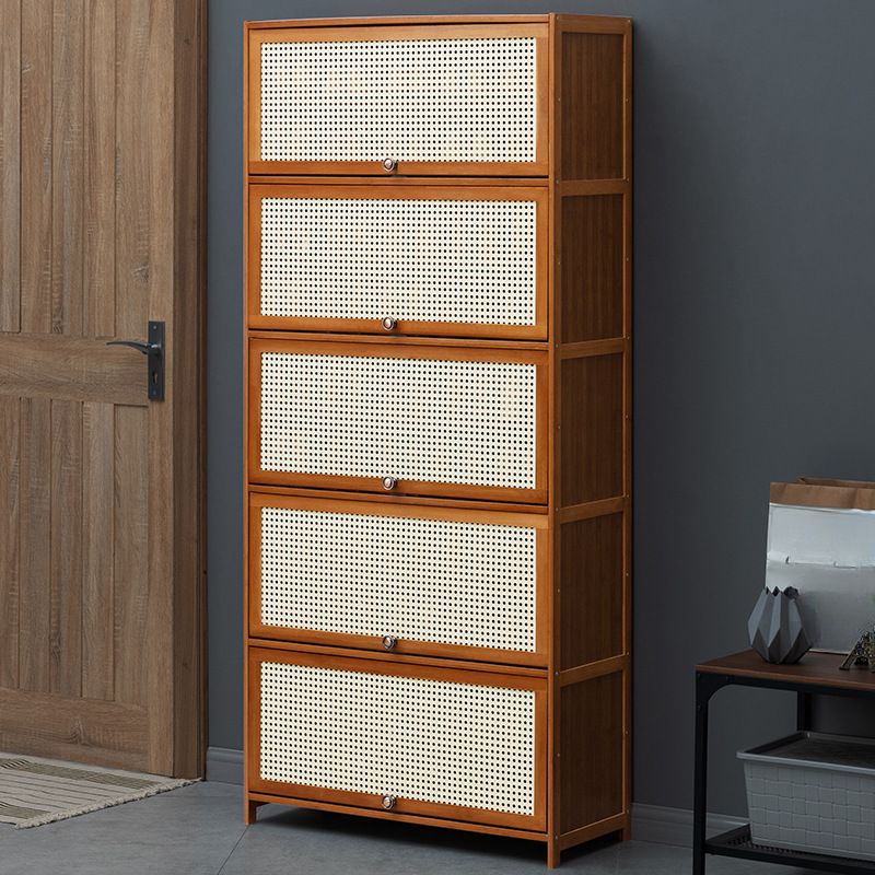 Tan Bamboo 9 Tiers/7 Tiers/5 Tiers Storage for Shoes with Dustproof Cover