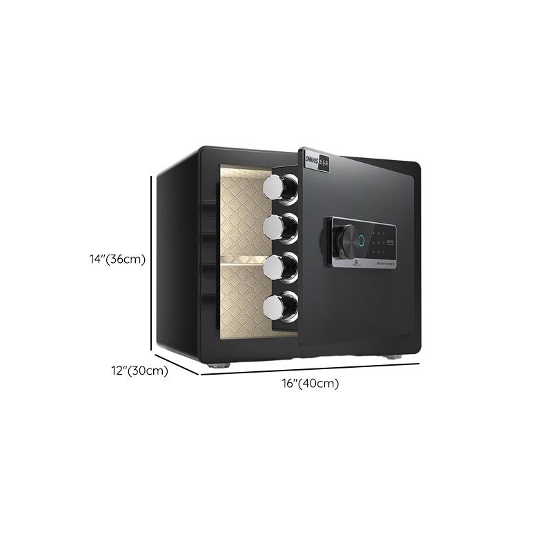 Steel Security Safe with Battery, Pry Resistant, Lockable, Keys, Interior Lining, and Shelves
