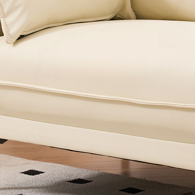 Simple Off-White/Amber Color/Gray Stain Resistant Solid Color Synthetic Leather Floor Sofa with 2 Pillows for 3-seater