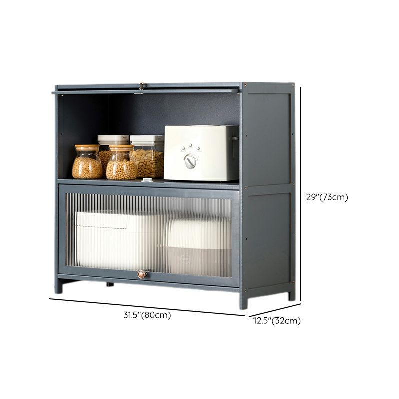 Simplistic Bambusa Standard Microwave Shelf Cabinet with Multiple Cabinets, Shelves, and Doors